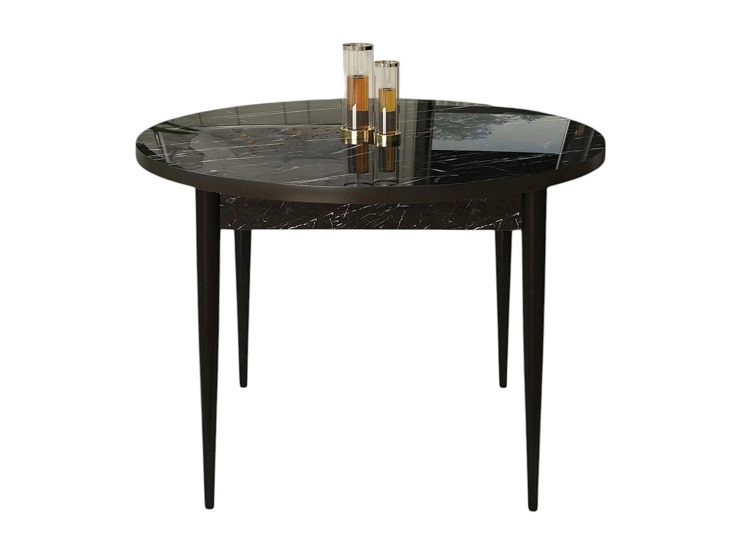 Table à manger ronde noire décor marbré  Ø90 cm LUNOR