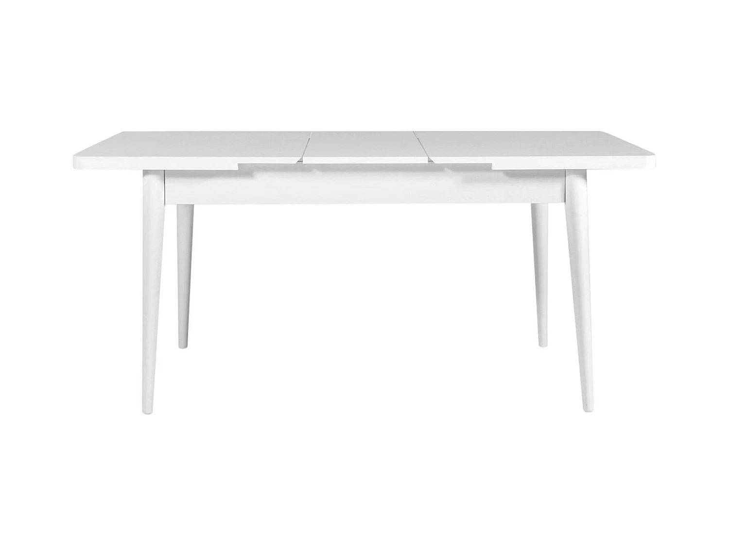 Table extensible blanche, rangement intégré 130-165 cm ORINA