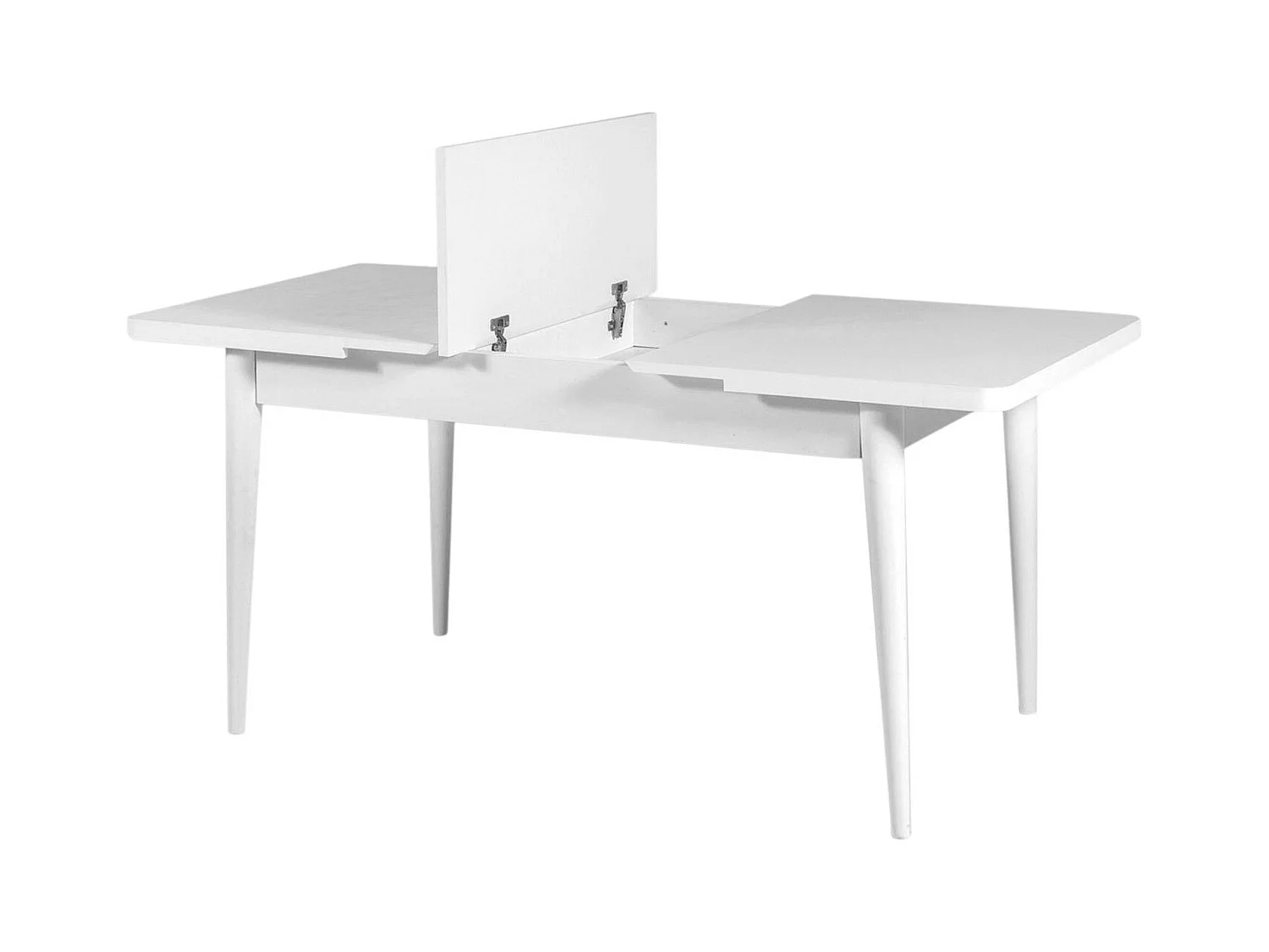 Table extensible blanche, rangement intégré 130-165 cm ORINA