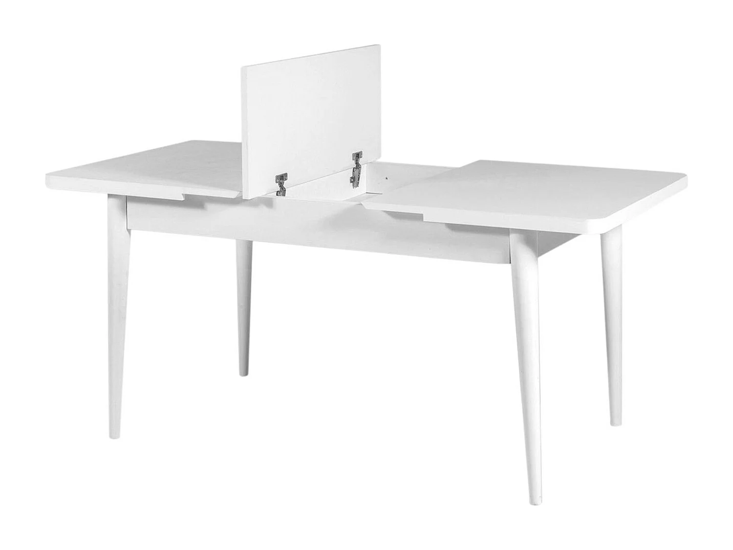 Table extensible blanche, rangement intégré 130-165 cm ORINA