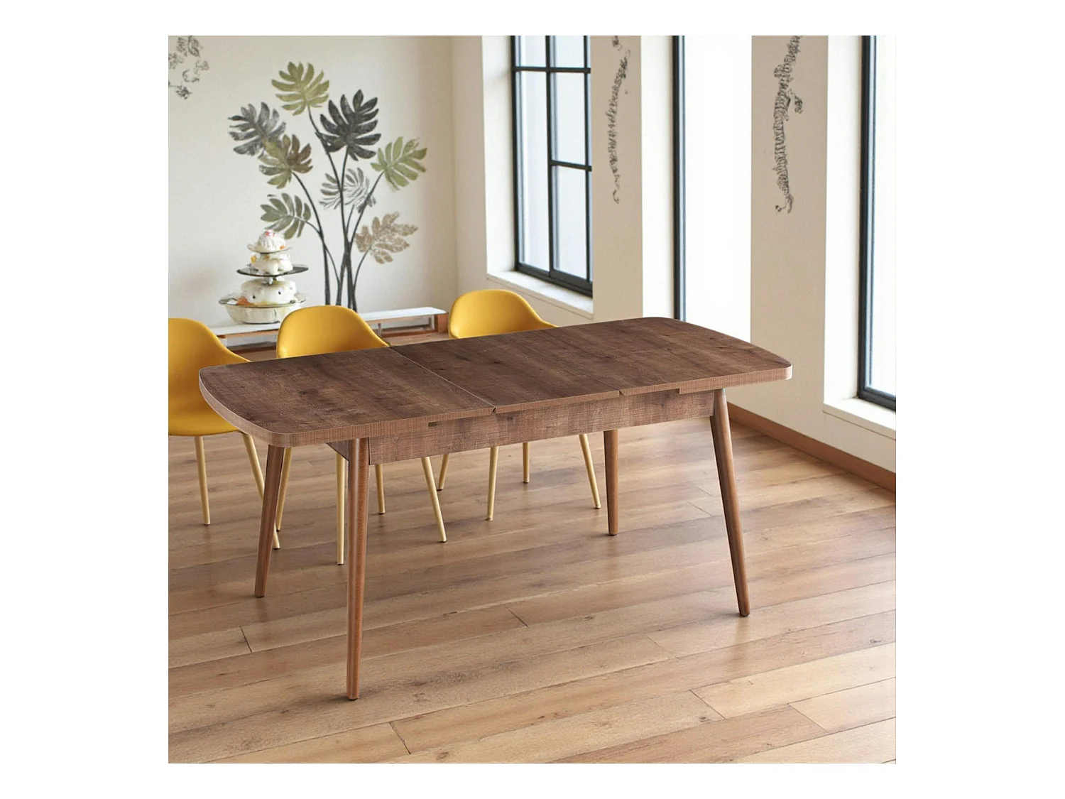 Table à manger extensible effet noyer 132-170 cm LUNOR