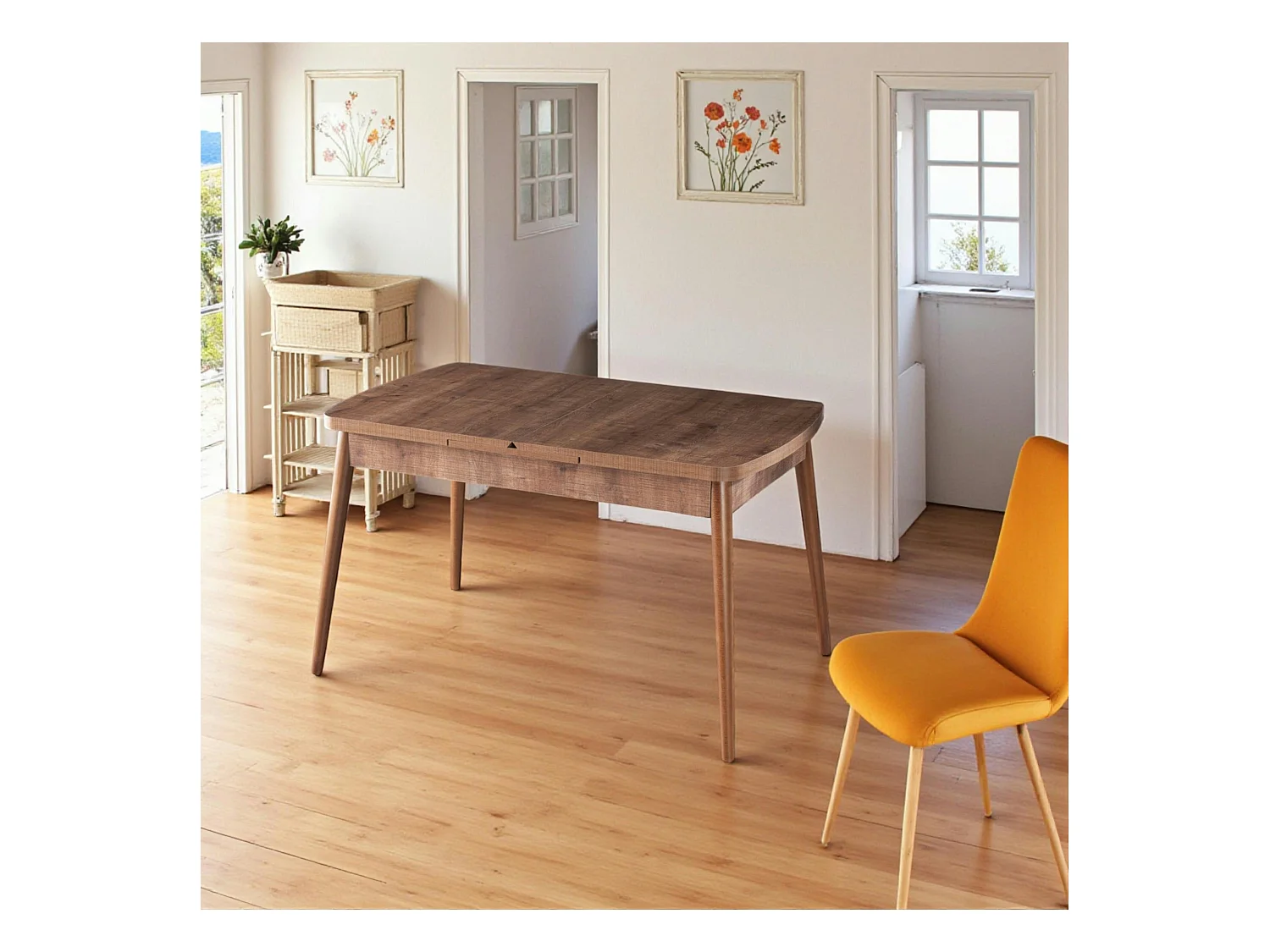 Table à manger extensible effet noyer 132-170 cm LUNOR