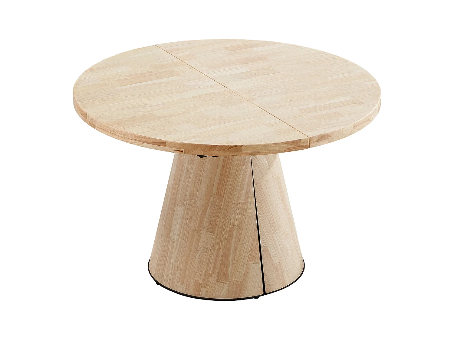 Table à manger ronde extensible coloris Chêne nordique - Longueur 120-160-200 x Largeur 120 x Hauteur 76cm