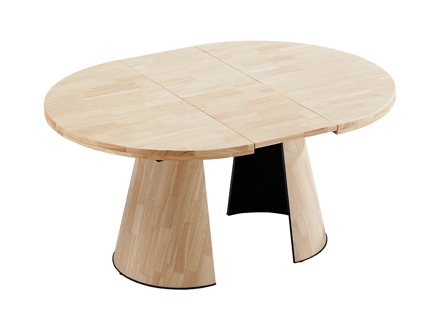 Table à manger ronde extensible coloris Chêne nordique - Longueur 120-160-200 x Largeur 120 x Hauteur 76cm