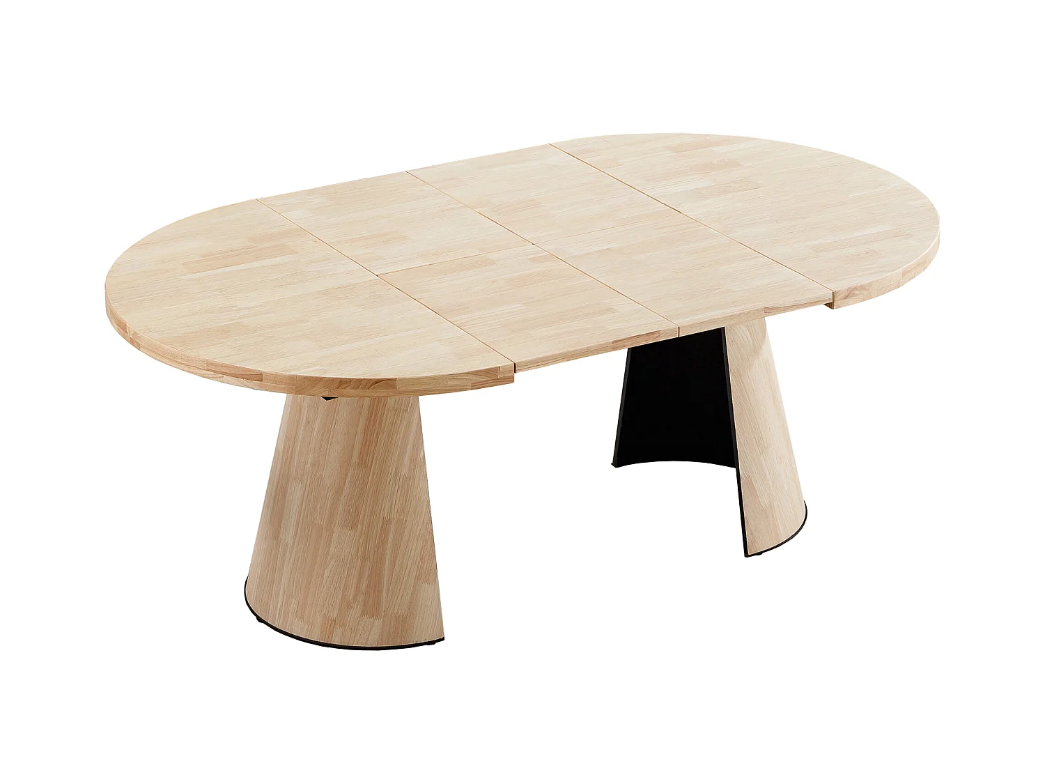 Table à manger ronde extensible coloris Chêne nordique - Longueur 120-160-200 x Largeur 120 x Hauteur 76cm