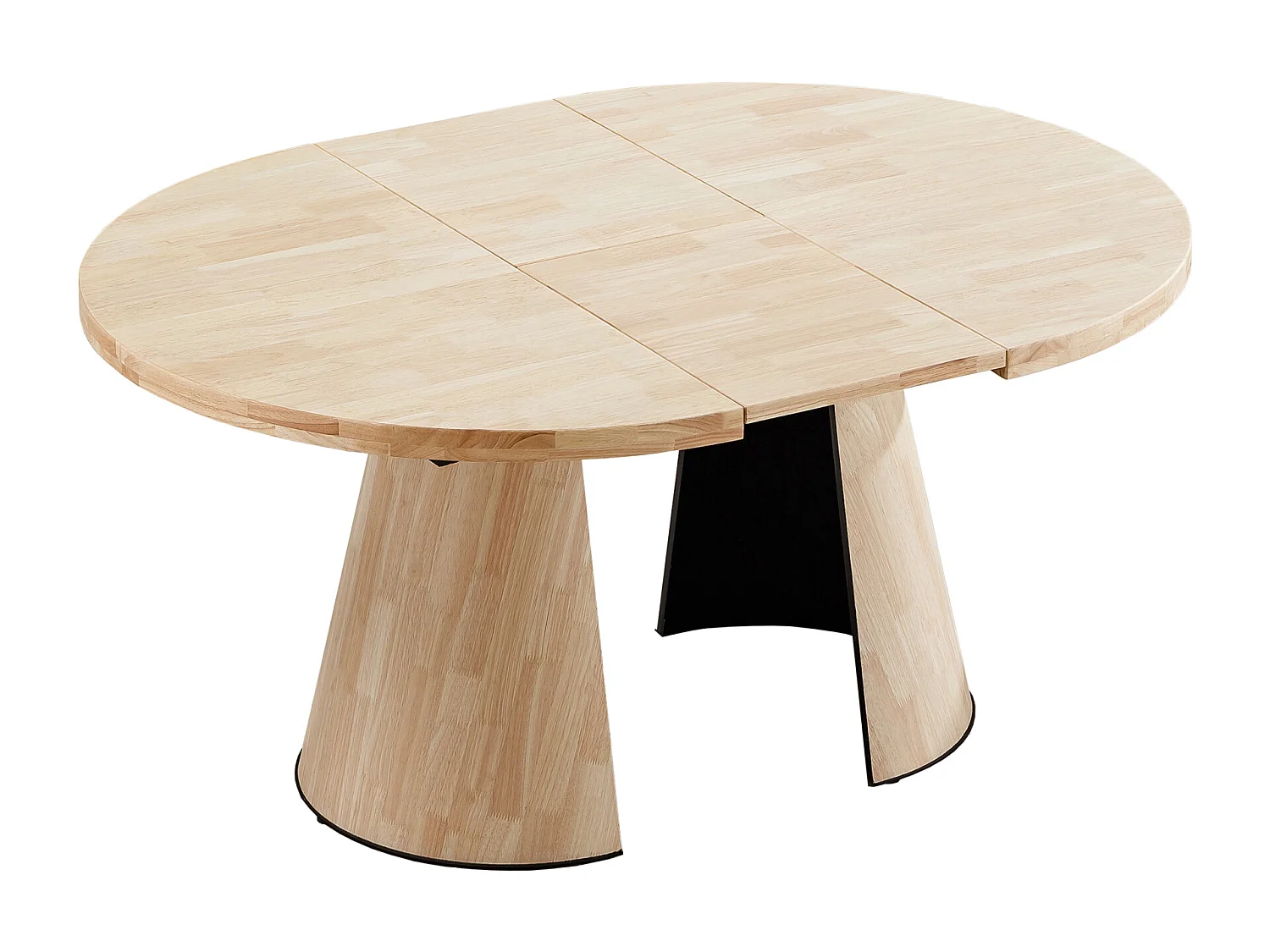 Table à manger ronde extensible coloris Chêne nordique - Longueur 120-160-200 x Largeur 120 x Hauteur 76cm
