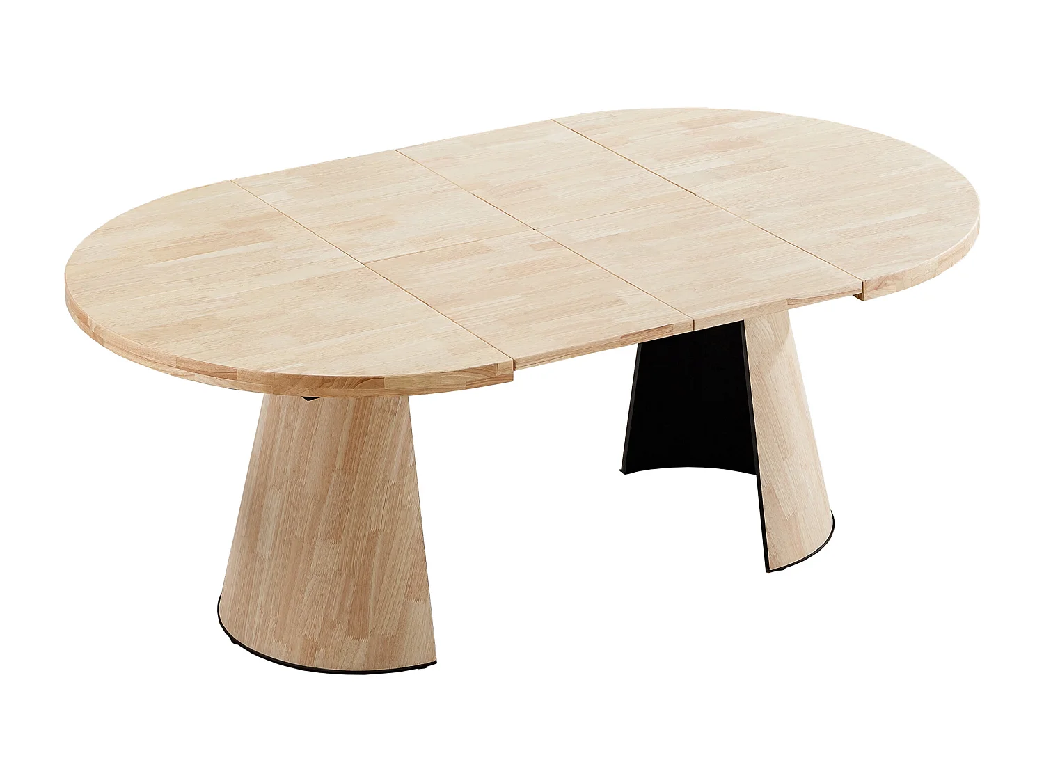 Table à manger ronde extensible coloris Chêne nordique - Longueur 120-160-200 x Largeur 120 x Hauteur 76cm