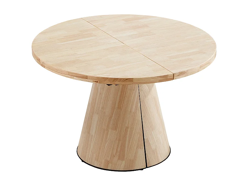 Table à manger ronde extensible coloris Chêne nordique - Longueur 120-160-200 x Largeur 120 x Hauteur 76cm