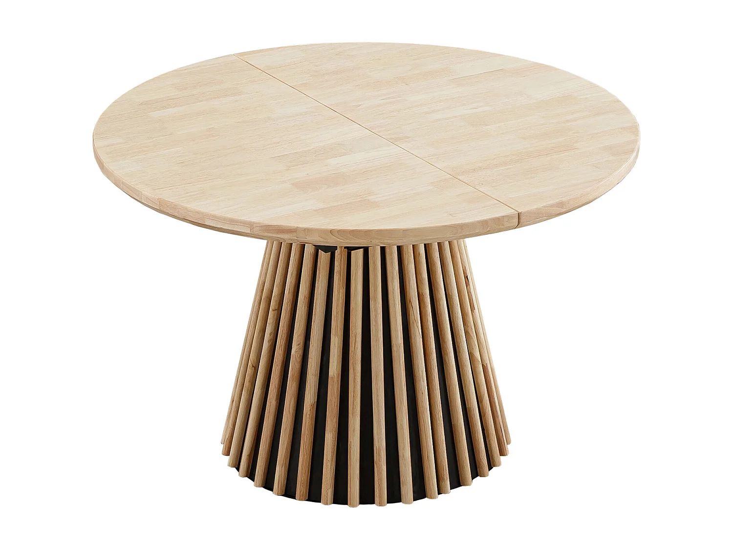 Table à manger ronde extensible coloris Chêne nordique/noir - Longueur 100-140-180 x Largeur 100 x Hauteur 76 cm