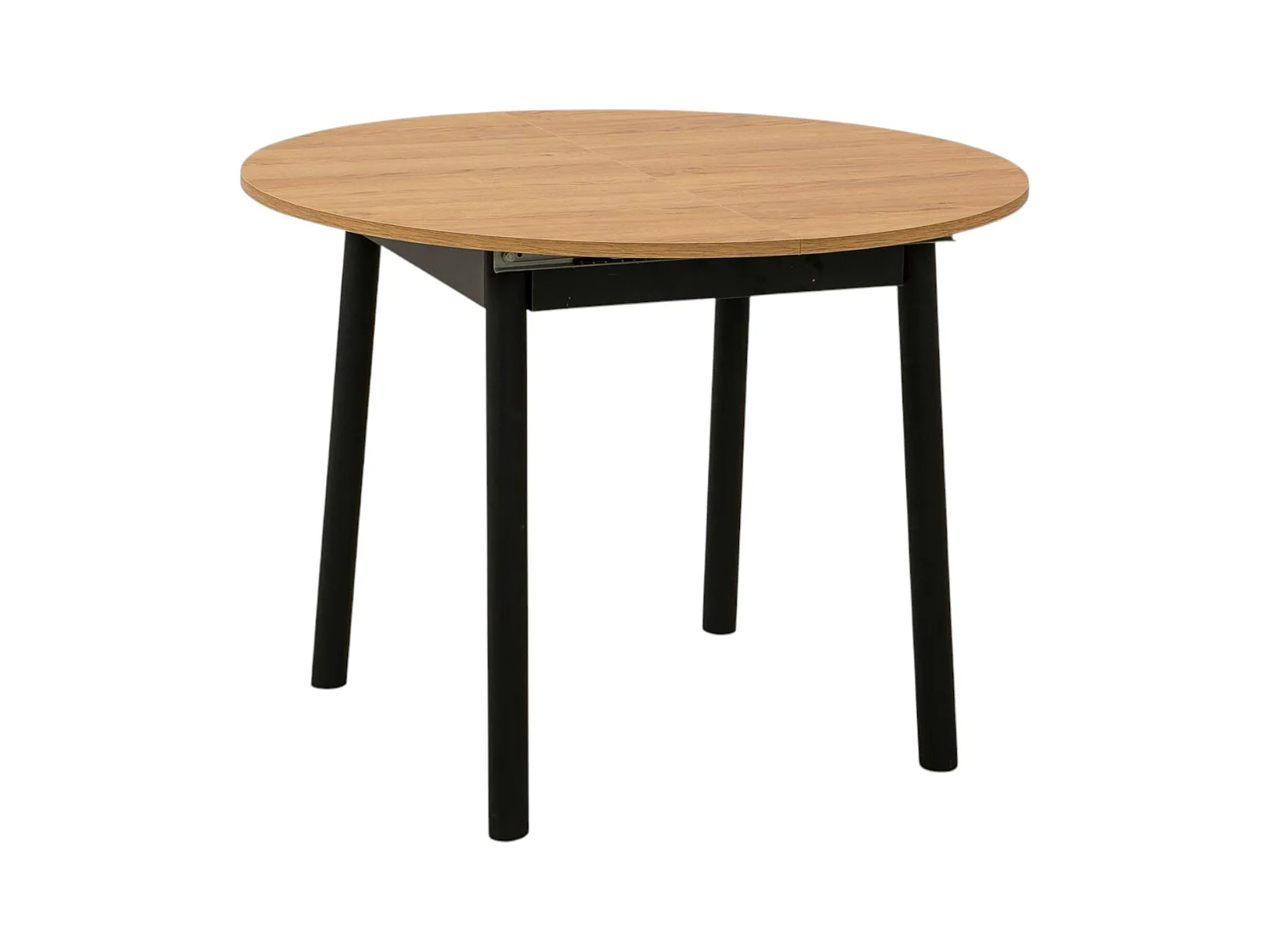 Table extensible ronde effet chêne pieds noirs Ø100-131 cm ARDEN