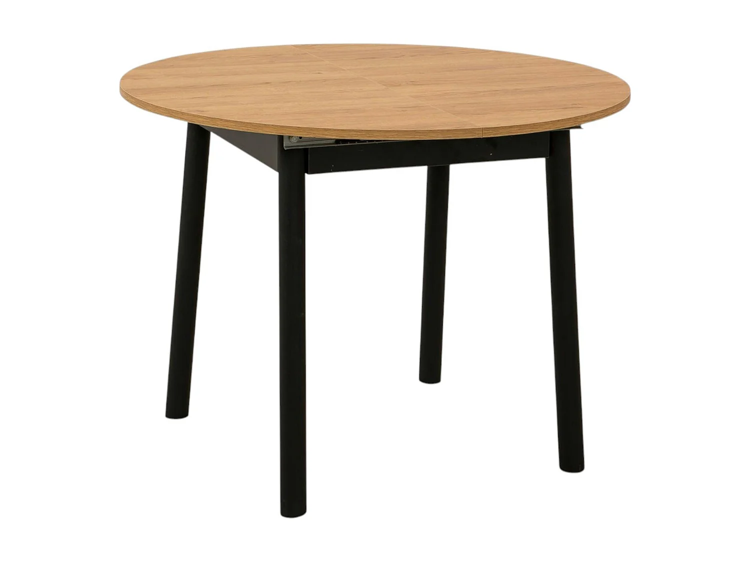 Table extensible ronde effet chêne pieds noirs Ø100-131 cm ARDEN