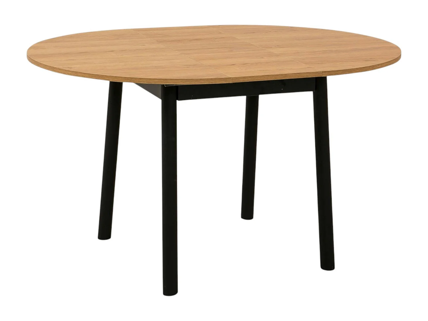 Table extensible ronde effet chêne pieds noirs Ø100-131 cm ARDEN