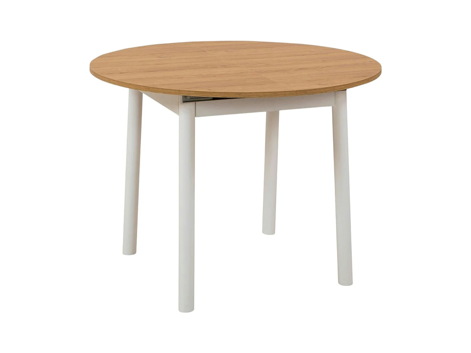 Table extensible blanche plateau effet bois Ø100-131 cm ARDEN