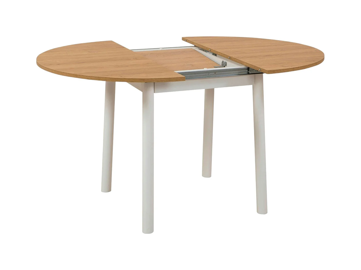 Table extensible blanche plateau effet bois Ø100-131 cm ARDEN