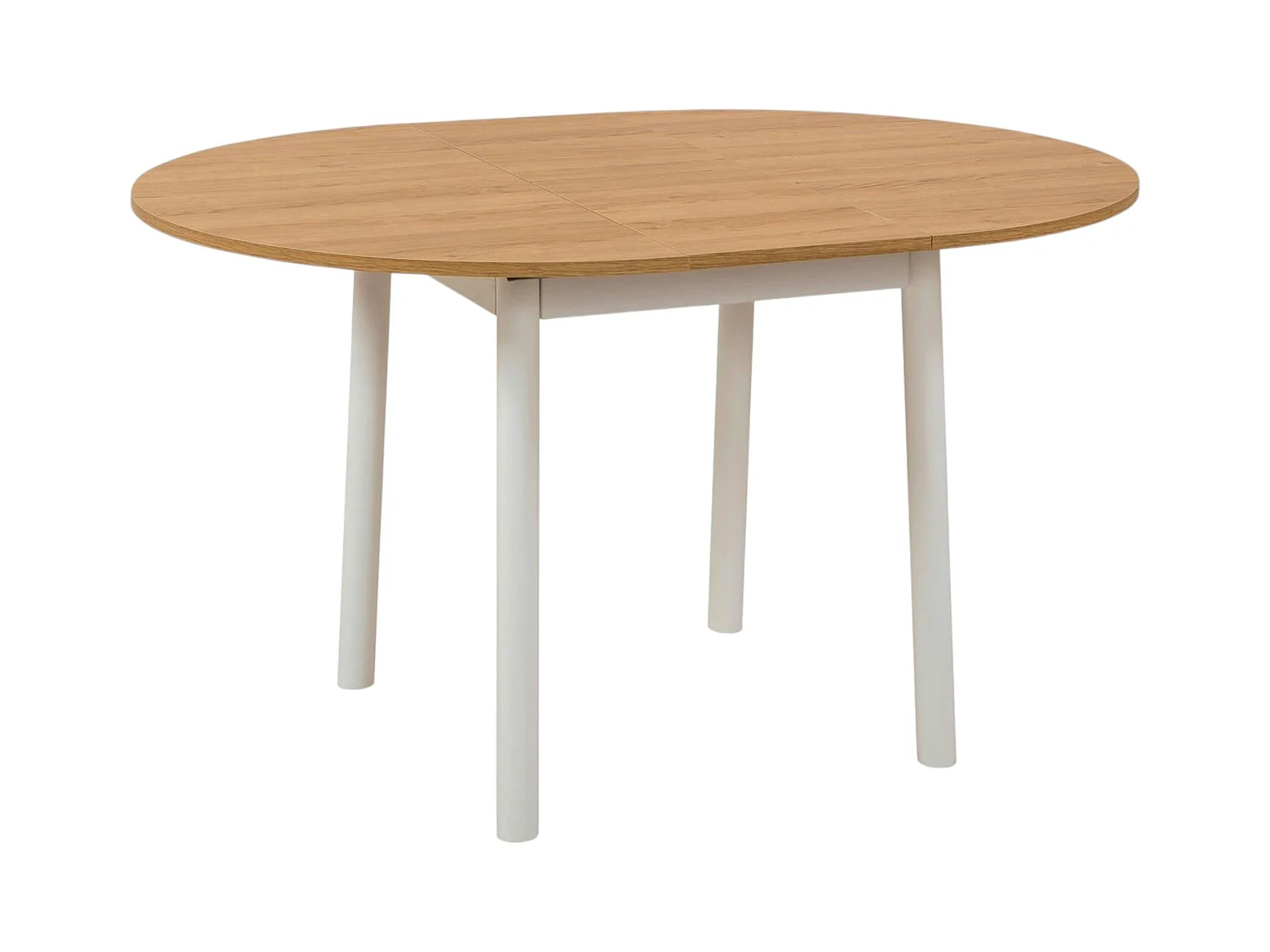 Table extensible blanche plateau effet bois Ø100-131 cm ARDEN