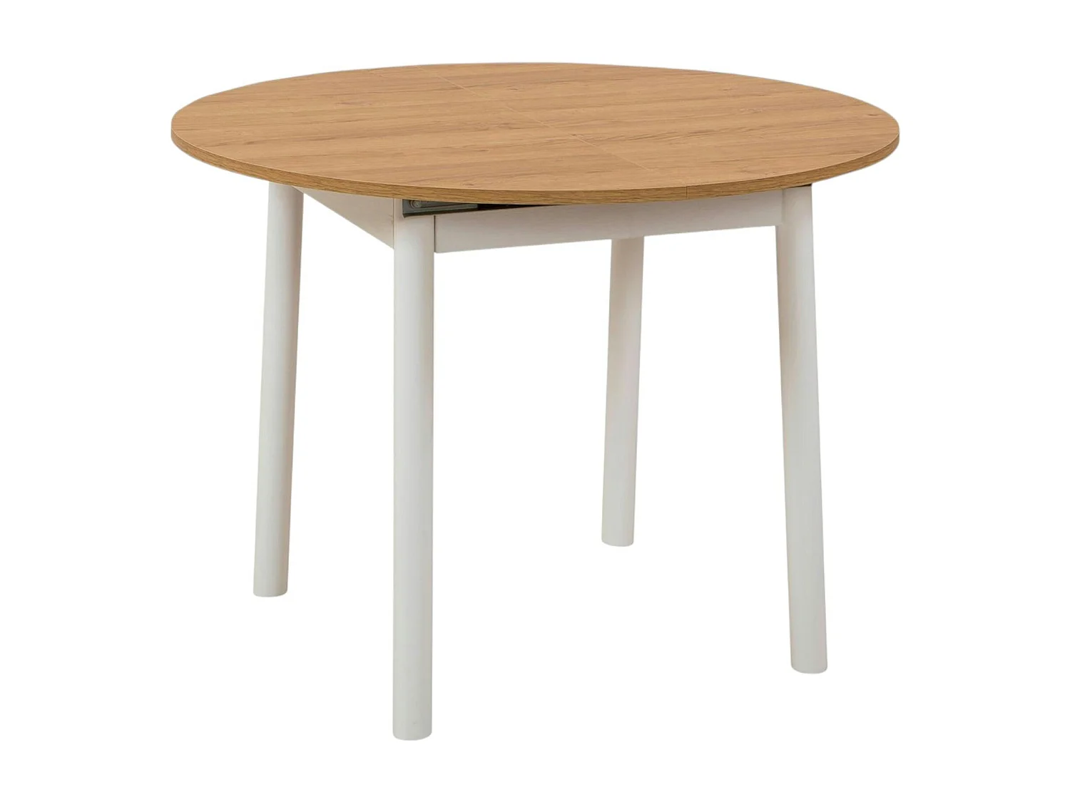 Table extensible blanche plateau effet bois Ø100-131 cm ARDEN