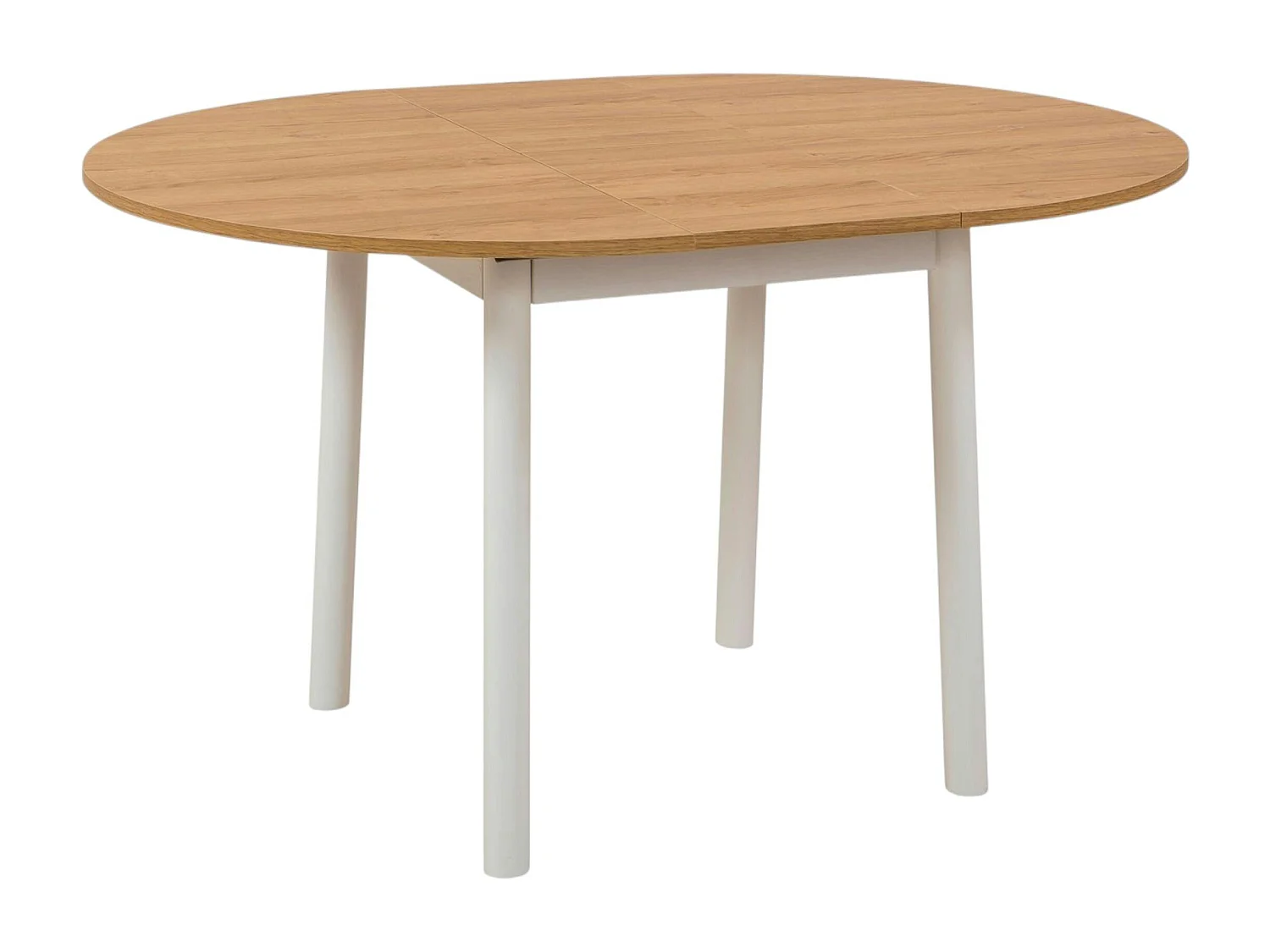 Table extensible blanche plateau effet bois Ø100-131 cm ARDEN