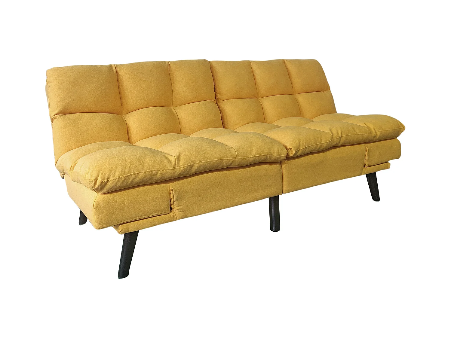 Canapé-lit rembourré , canapé convertible en lit en tissu coloris Moutarde - Longueur 183 x Largeur 86,5 x Hauteur 81 cm
