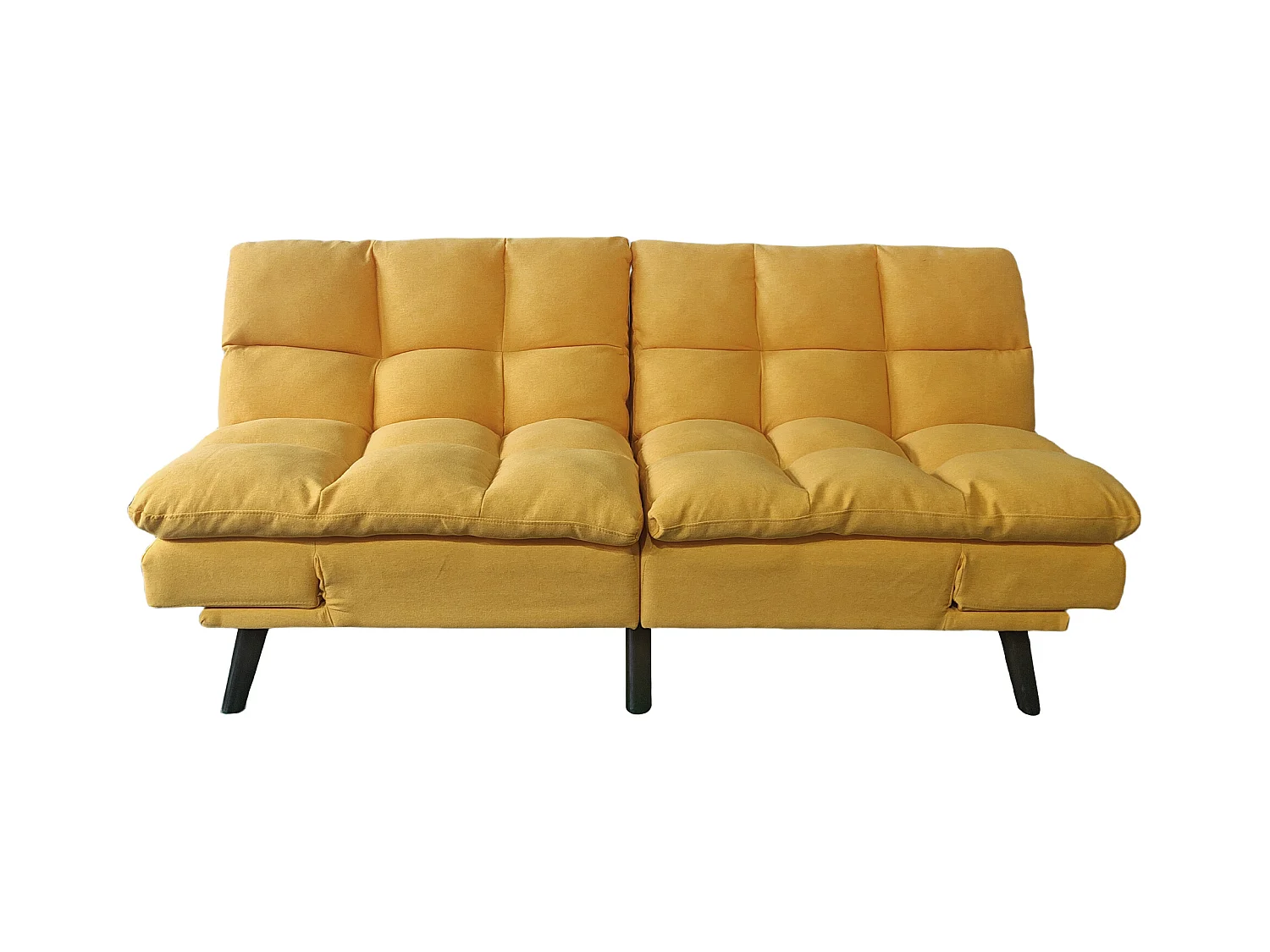 Canapé-lit rembourré , canapé convertible en lit en tissu coloris Moutarde - Longueur 183 x Largeur 86,5 x Hauteur 81 cm