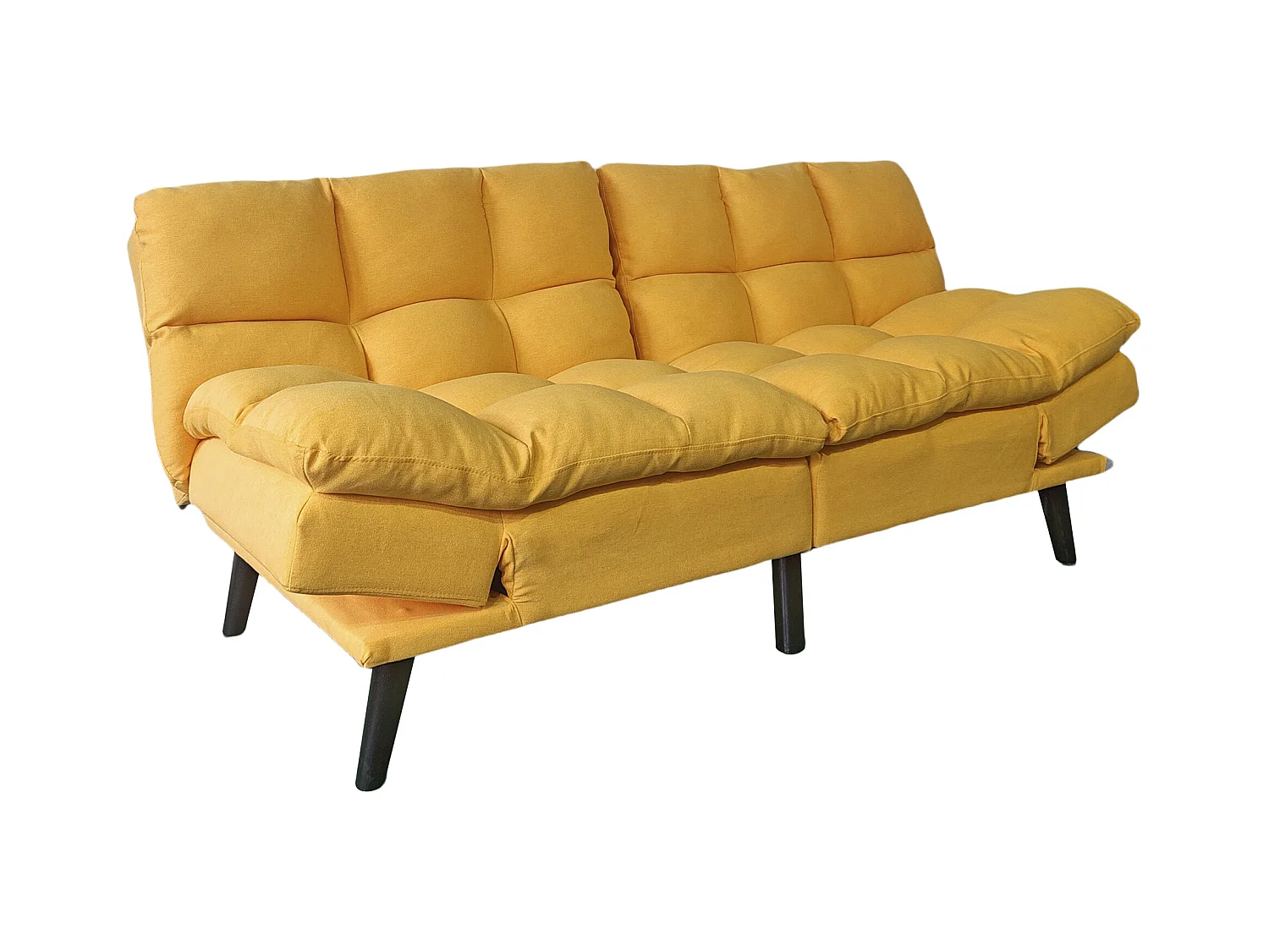 Canapé-lit rembourré , canapé convertible en lit en tissu coloris Moutarde - Longueur 183 x Largeur 86,5 x Hauteur 81 cm