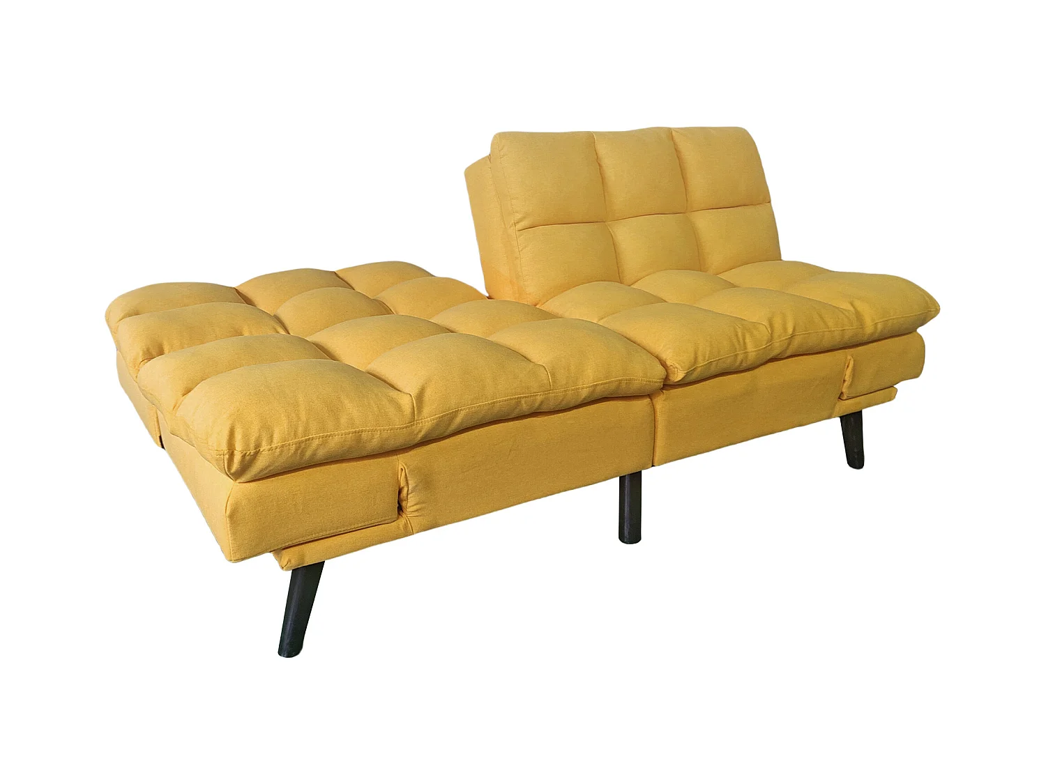 Canapé-lit rembourré , canapé convertible en lit en tissu coloris Moutarde - Longueur 183 x Largeur 86,5 x Hauteur 81 cm