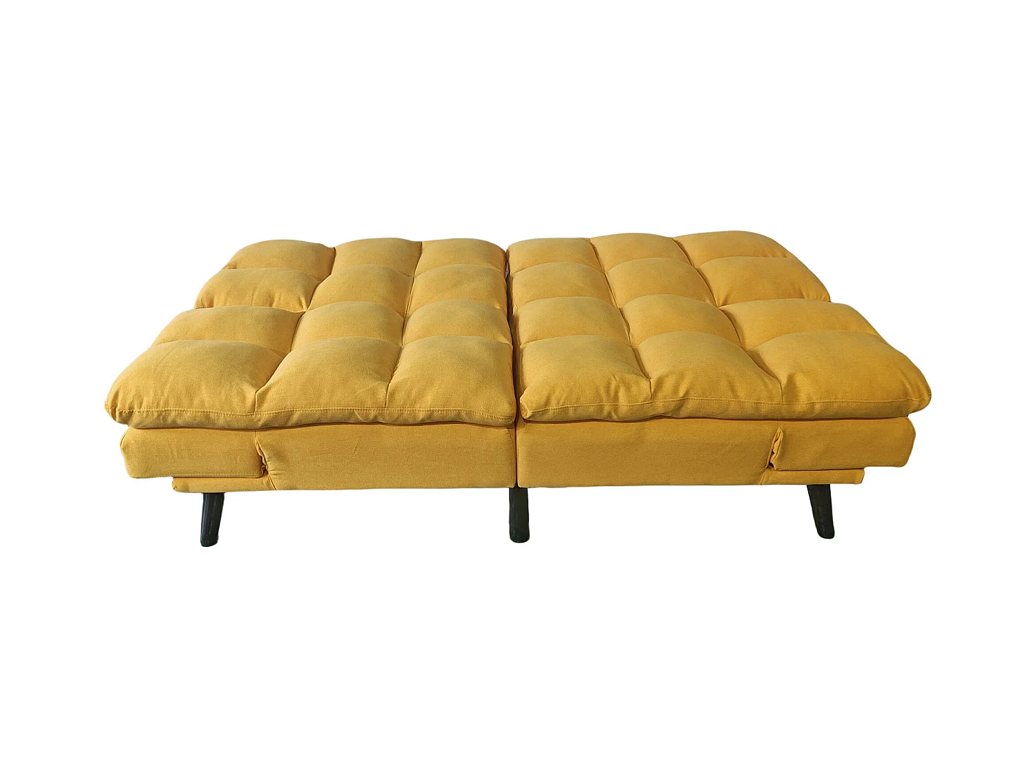 Canapé-lit rembourré , canapé convertible en lit en tissu coloris Moutarde - Longueur 183 x Largeur 86,5 x Hauteur 81 cm