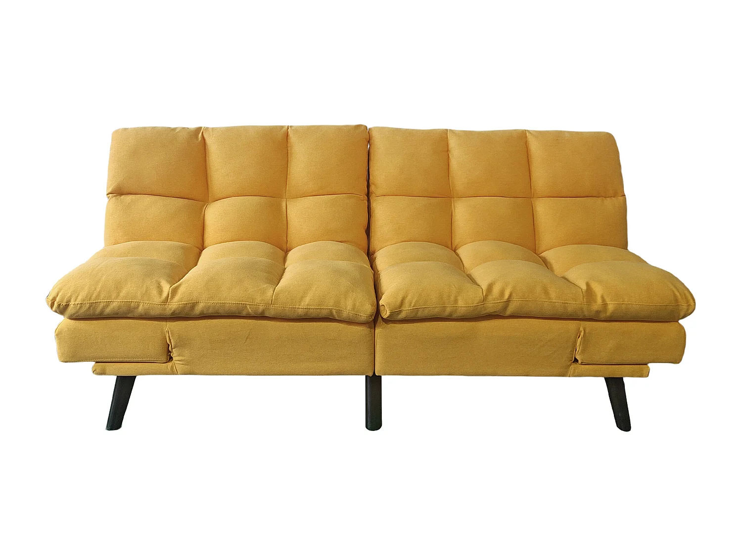 Canapé-lit rembourré , canapé convertible en lit en tissu coloris Moutarde - Longueur 183 x Largeur 86,5 x Hauteur 81 cm