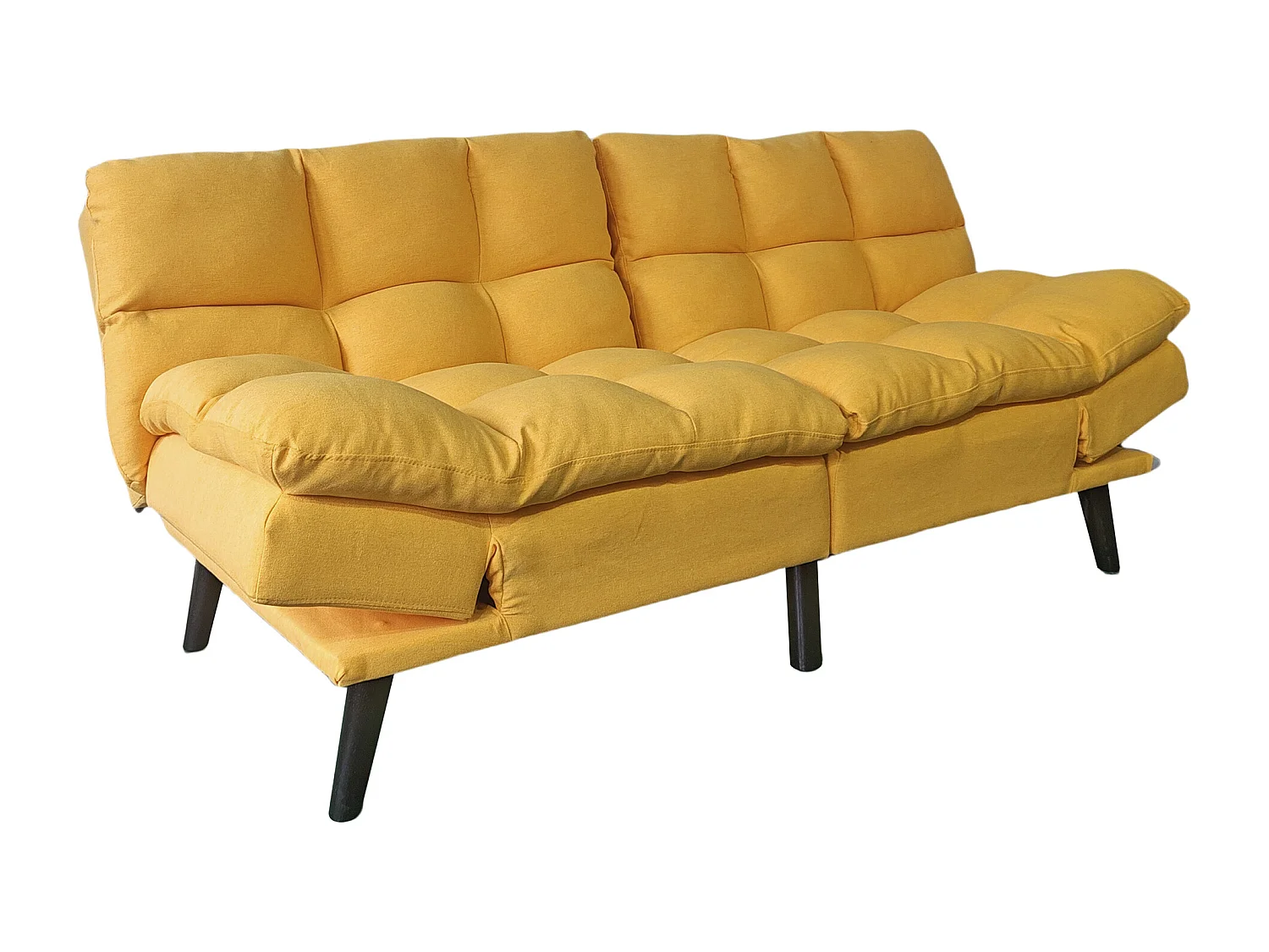 Canapé-lit rembourré , canapé convertible en lit en tissu coloris Moutarde - Longueur 183 x Largeur 86,5 x Hauteur 81 cm