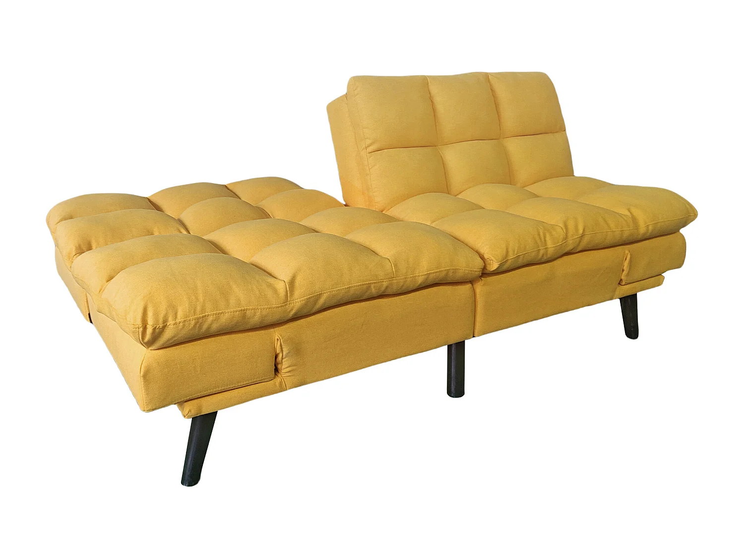 Canapé-lit rembourré , canapé convertible en lit en tissu coloris Moutarde - Longueur 183 x Largeur 86,5 x Hauteur 81 cm