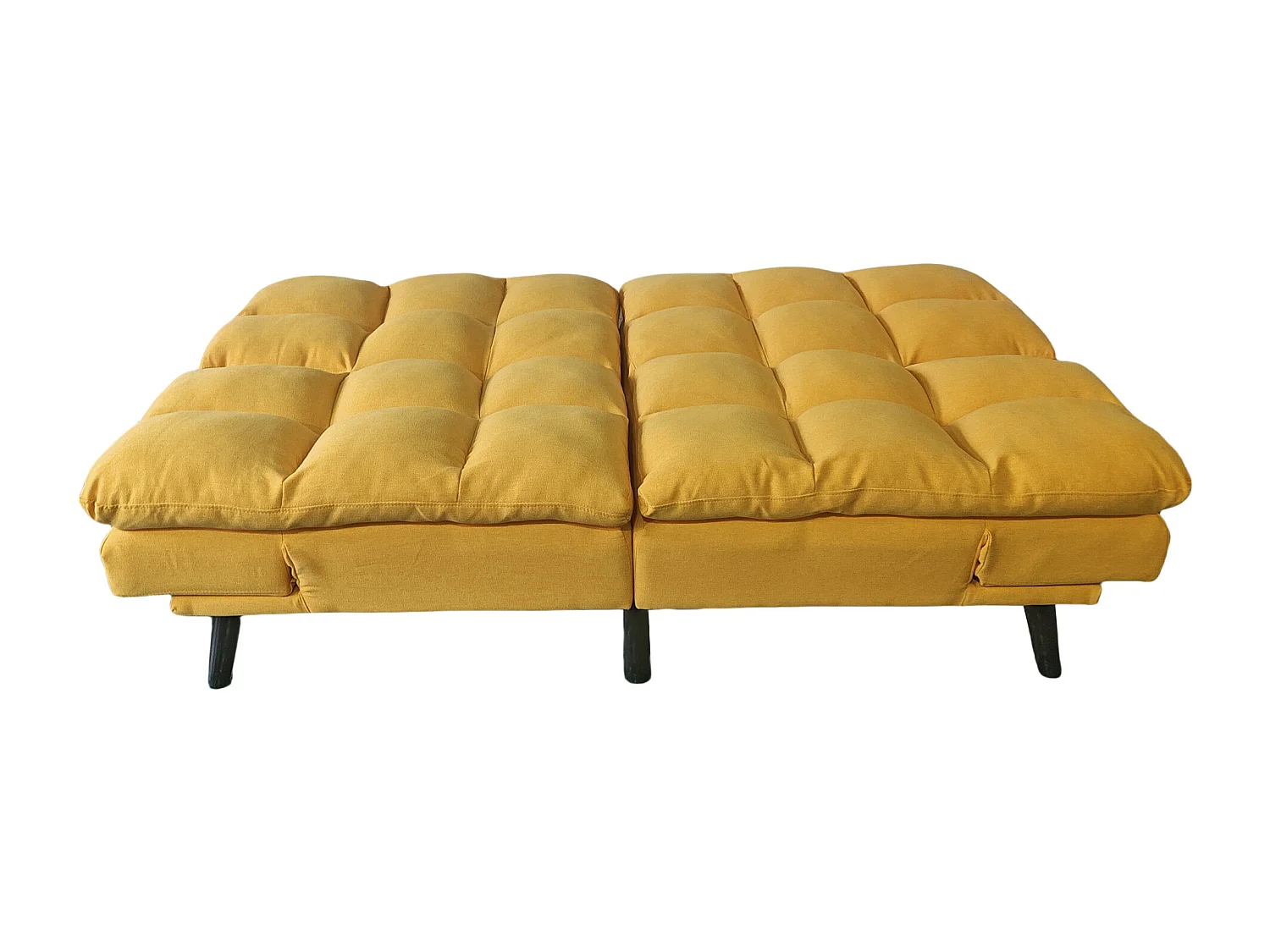 Canapé-lit rembourré , canapé convertible en lit en tissu coloris Moutarde - Longueur 183 x Largeur 86,5 x Hauteur 81 cm