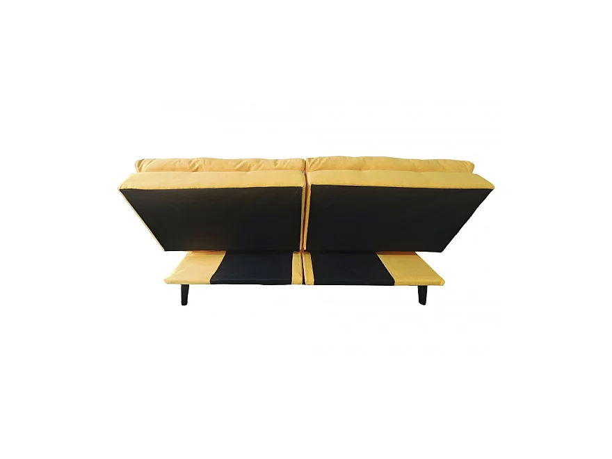 Canapé convertible clic-clac 2 places en tissu jaune moutarde