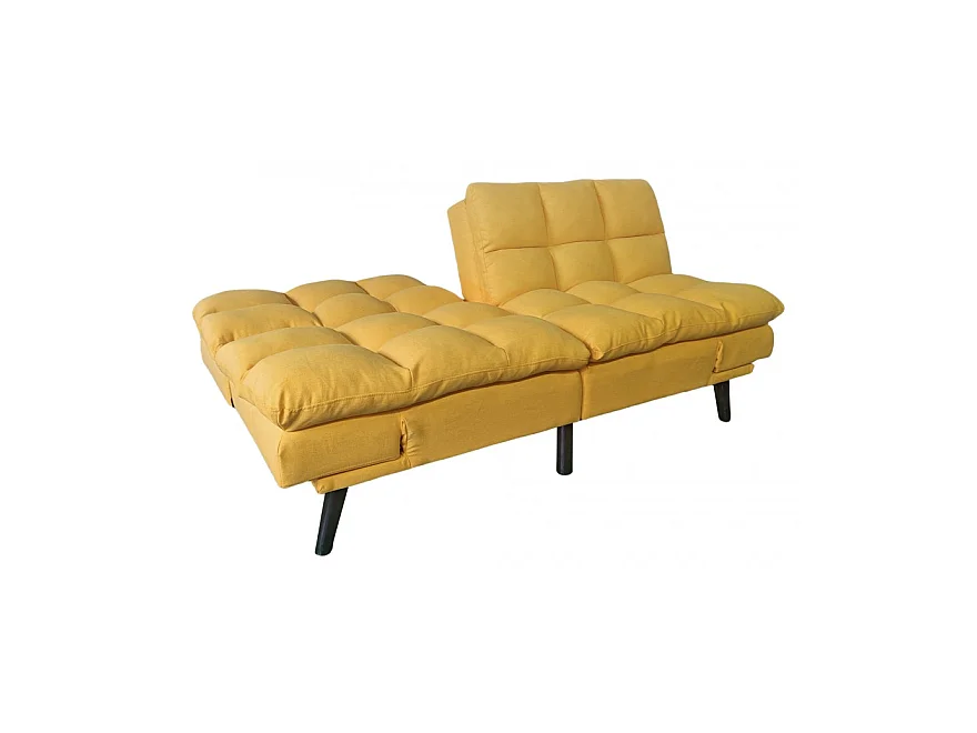 Canapé convertible clic-clac 2 places en tissu jaune moutarde