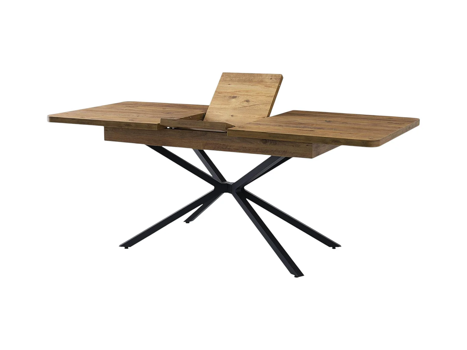 Table extensible effet chêne pied central 160-200 cm JENA