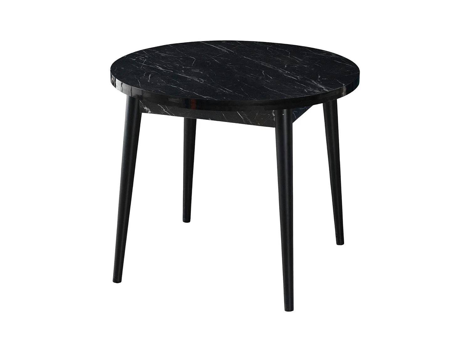 Table à manger ronde noire effet marbré Ø90 cm MARFA