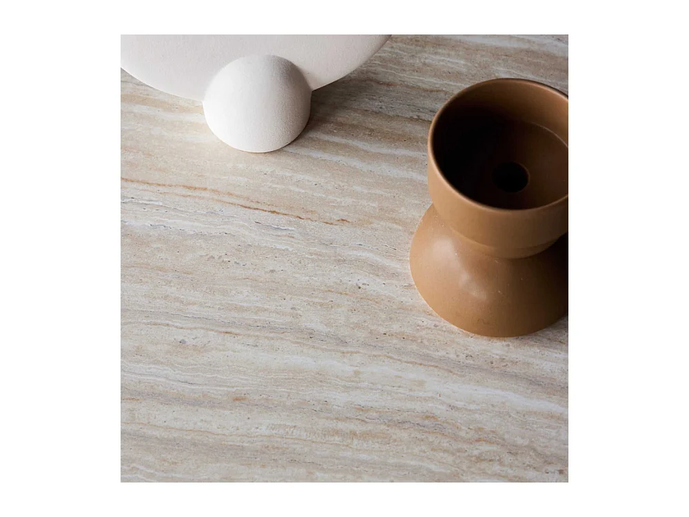 Table Basse Effet Travertin "York" 80cm Beige