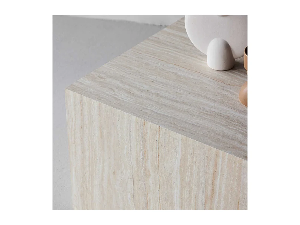 Table Basse Effet Travertin "York" 80cm Beige