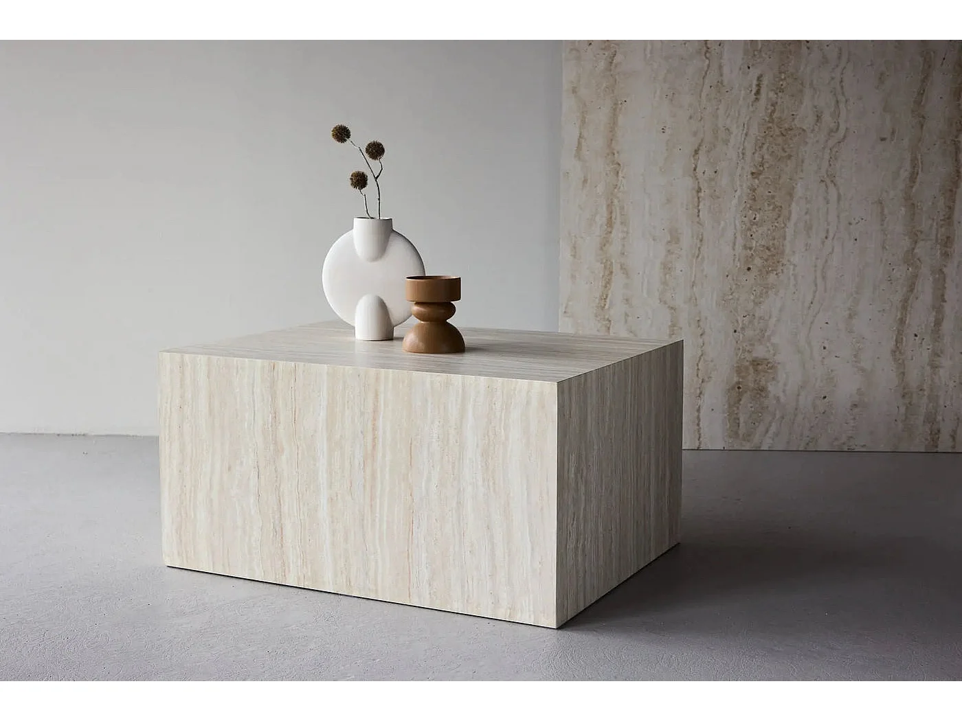 Table Basse Effet Travertin "York" 80cm Beige