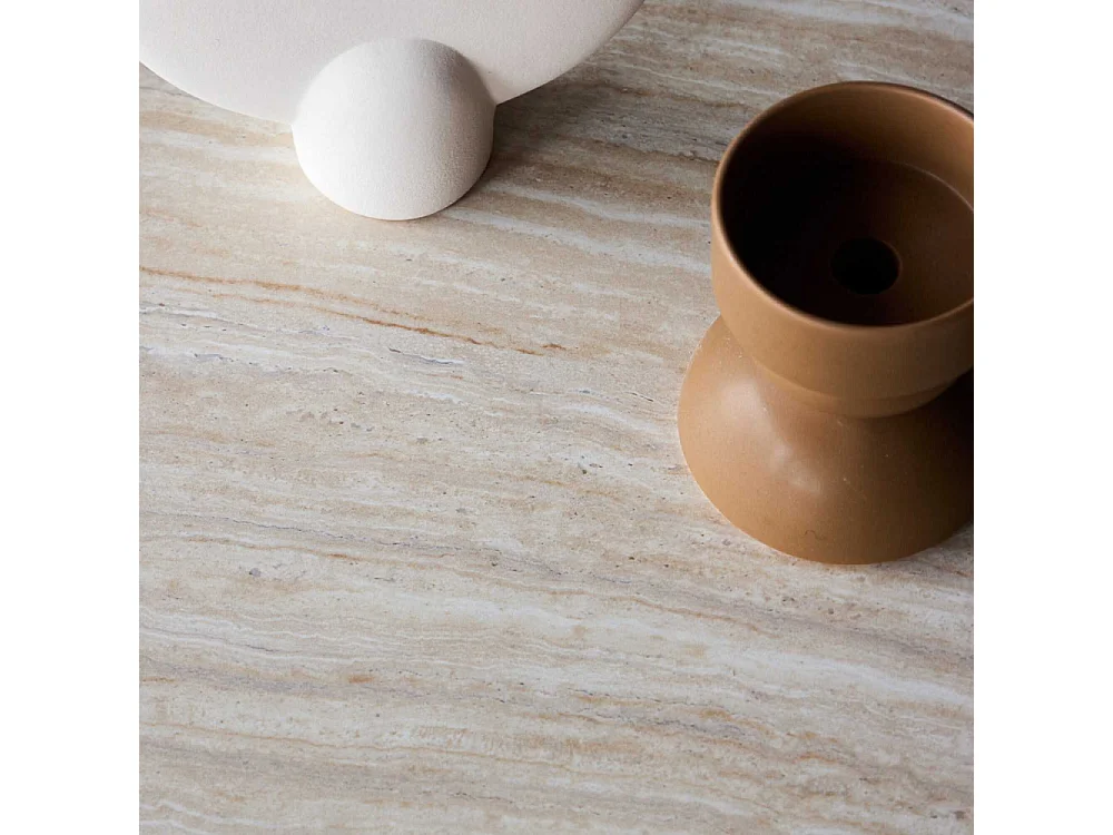 Table Basse Effet Travertin "York" 80cm Beige