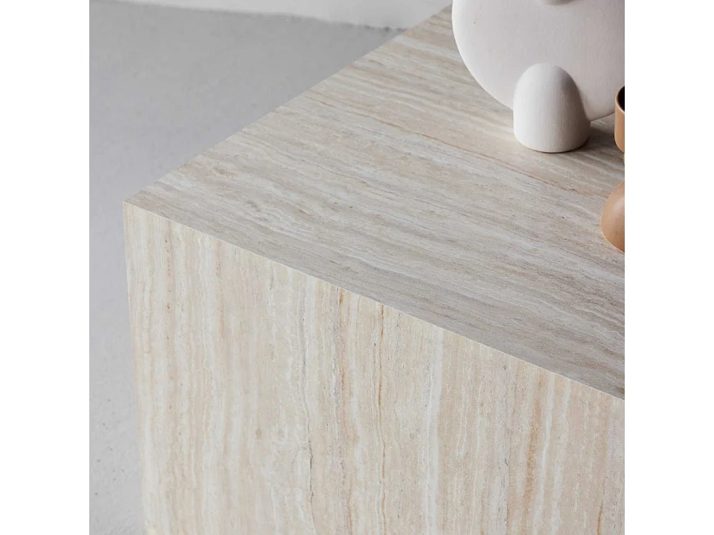 Table Basse Effet Travertin "York" 80cm Beige