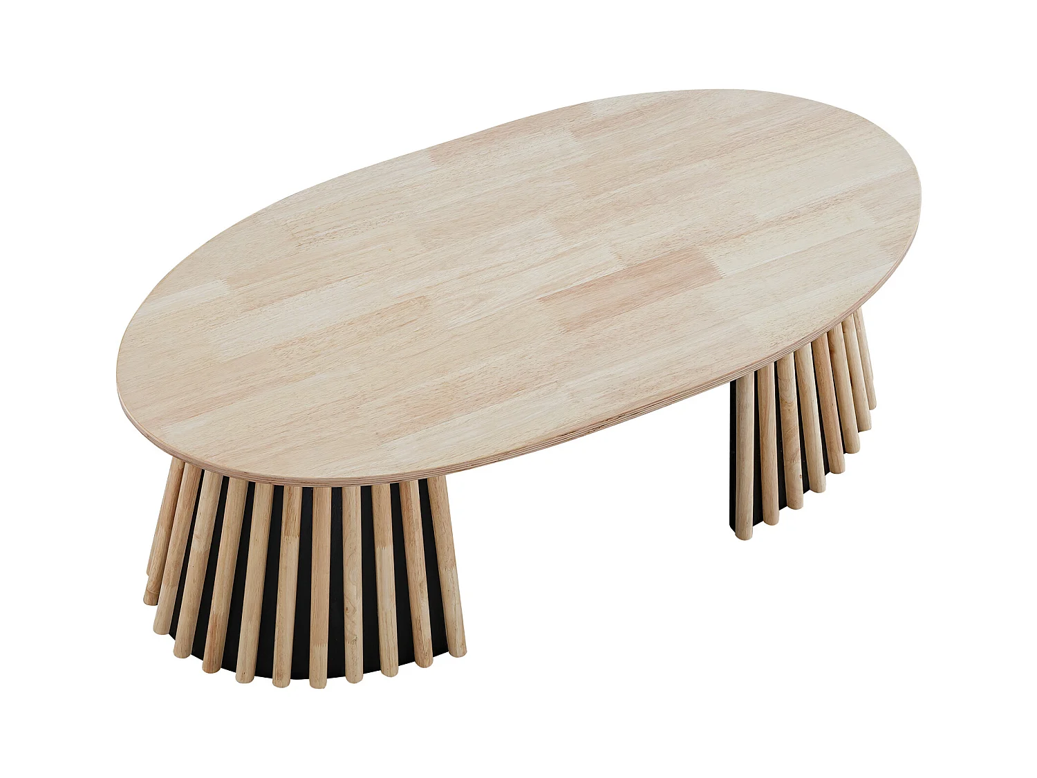 Table basse relevable ovale coloris chêne nordique/Noir - Longueur 120 X Largeur 60 x Hauteur 45,5 - 60,5 cm