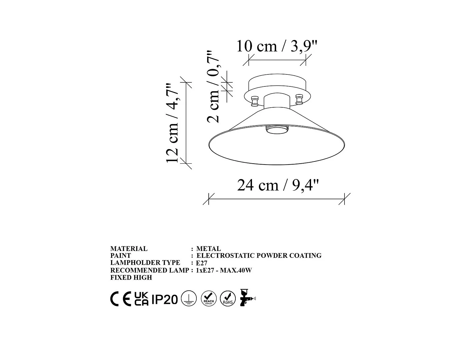 Plafonnier en métal Koniksivama