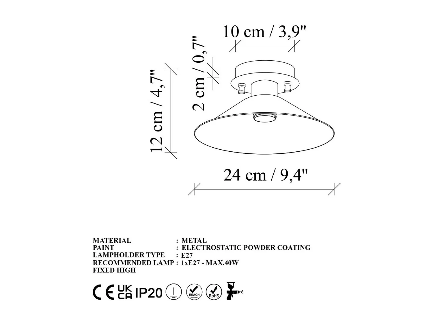 Plafonnier en métal Koniksivama