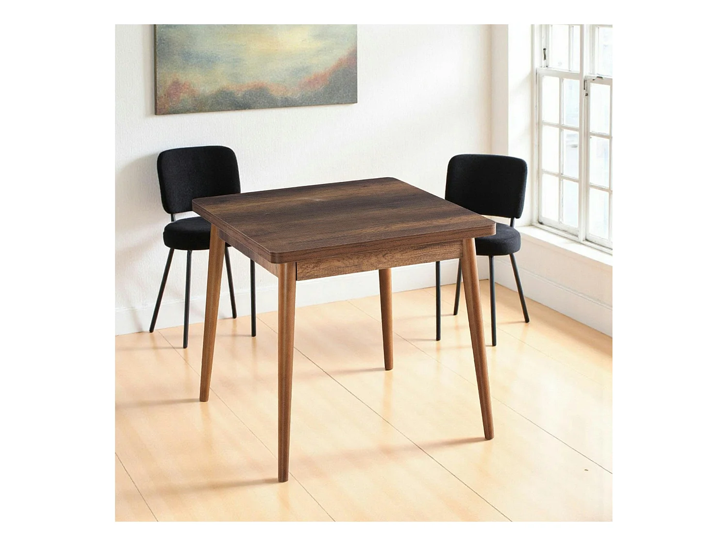 Table de cuisine carrée effet bois de noyer 80 cm MARFA