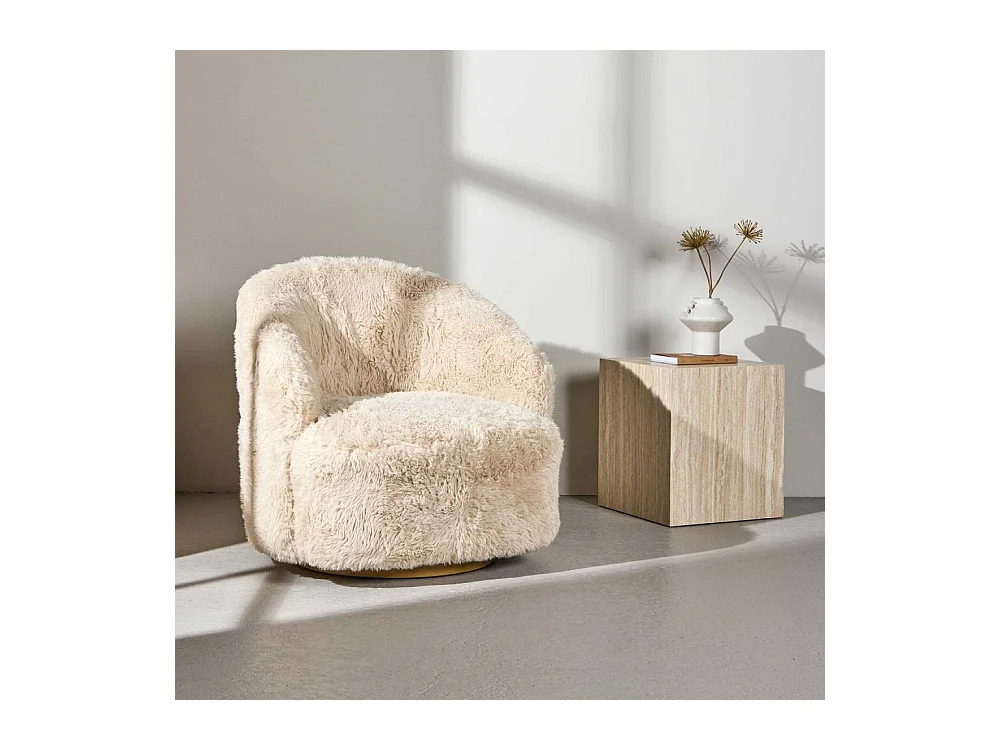 Fauteuil Imitation Fourrure "Astru" 75cm Beige