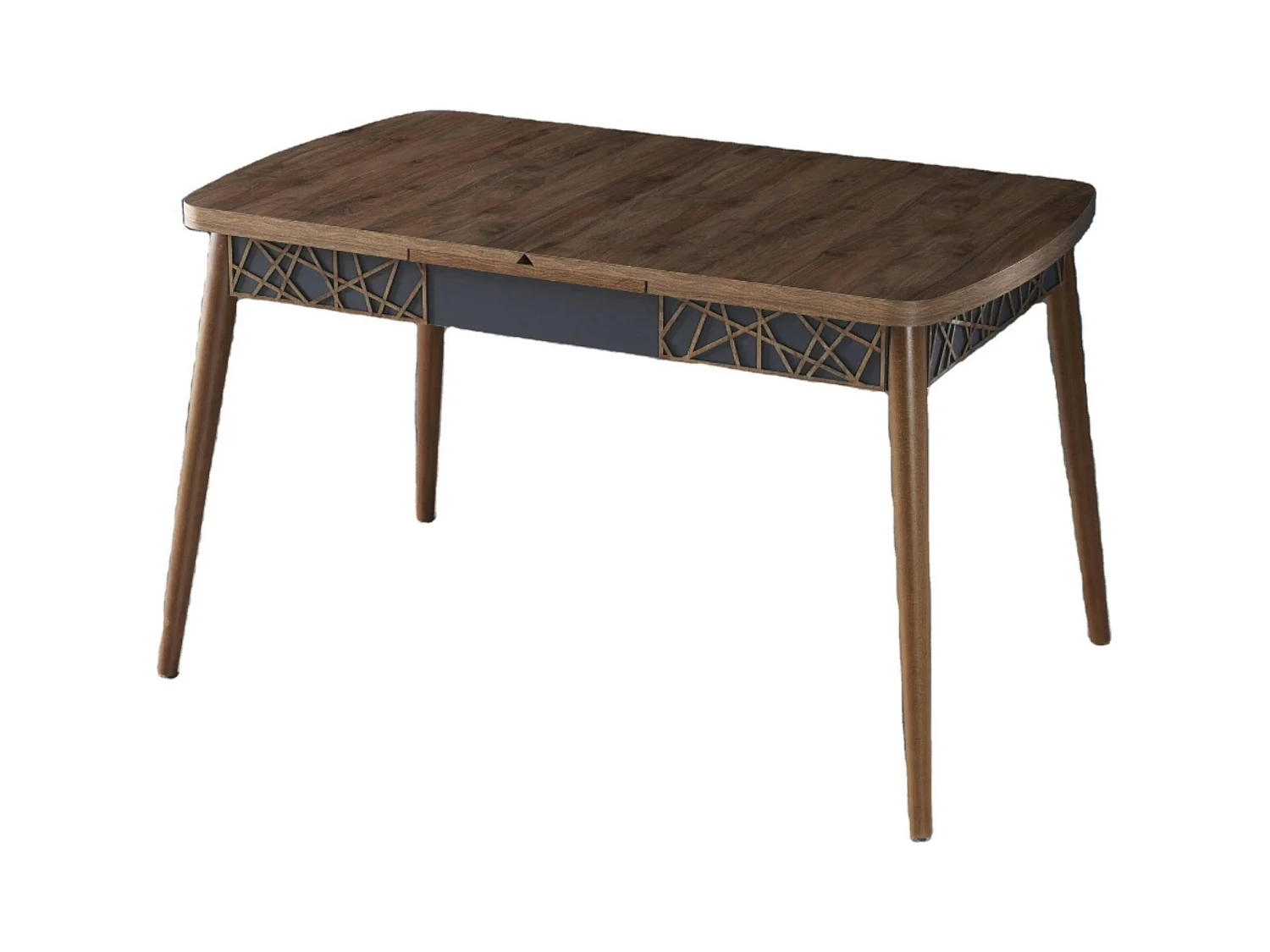 Table extensible effet noyer, décor baguettes 132-170 cm LUNOR