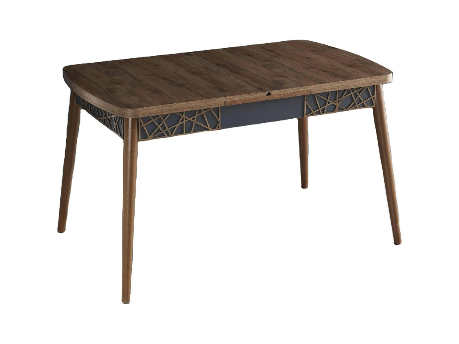 Table extensible effet noyer, décor baguettes 132-170 cm LUNOR