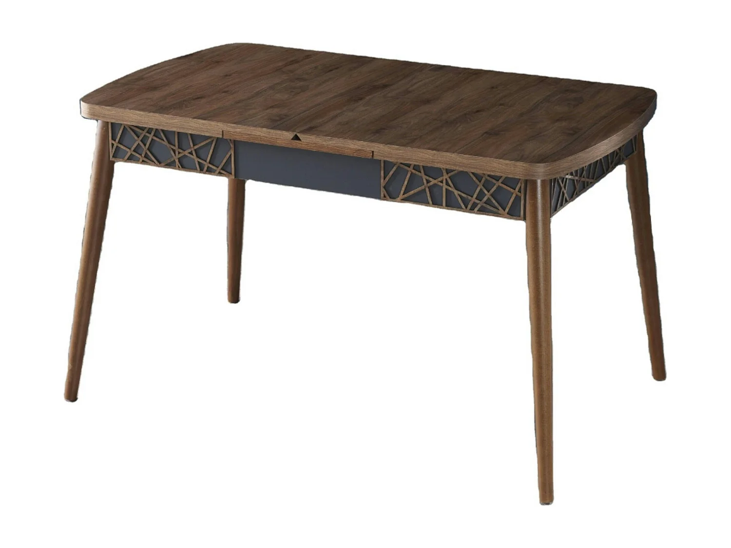 Table extensible effet noyer, décor baguettes 132-170 cm LUNOR