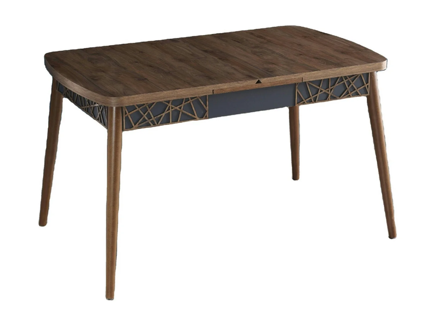 Table extensible effet noyer, décor baguettes 132-170 cm LUNOR