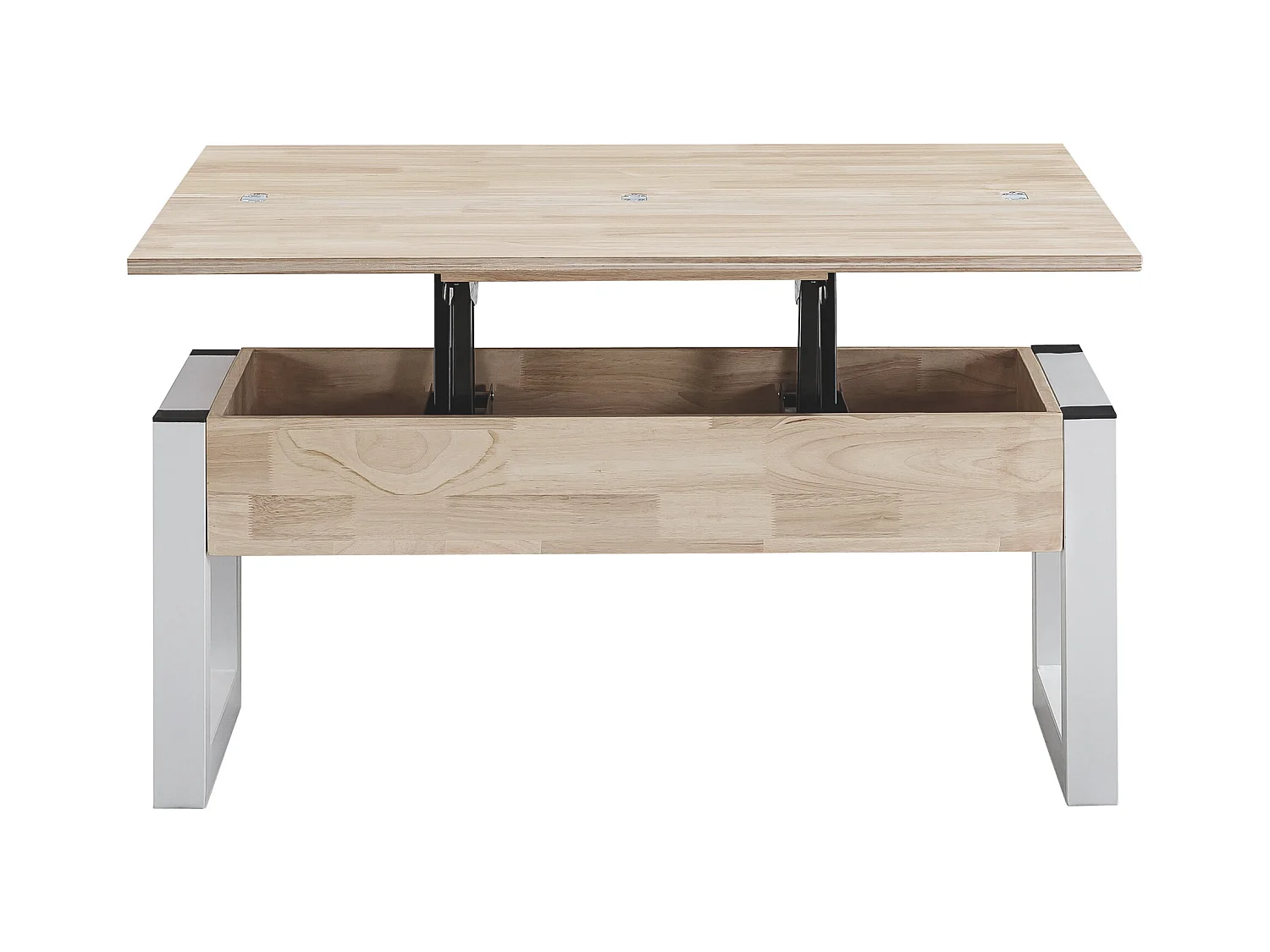 Table basse relevable et extensible coloris chêne nordique/Blanc - Longueur  110 x Profondeur 102 - 110 x Hauteur 51 cm