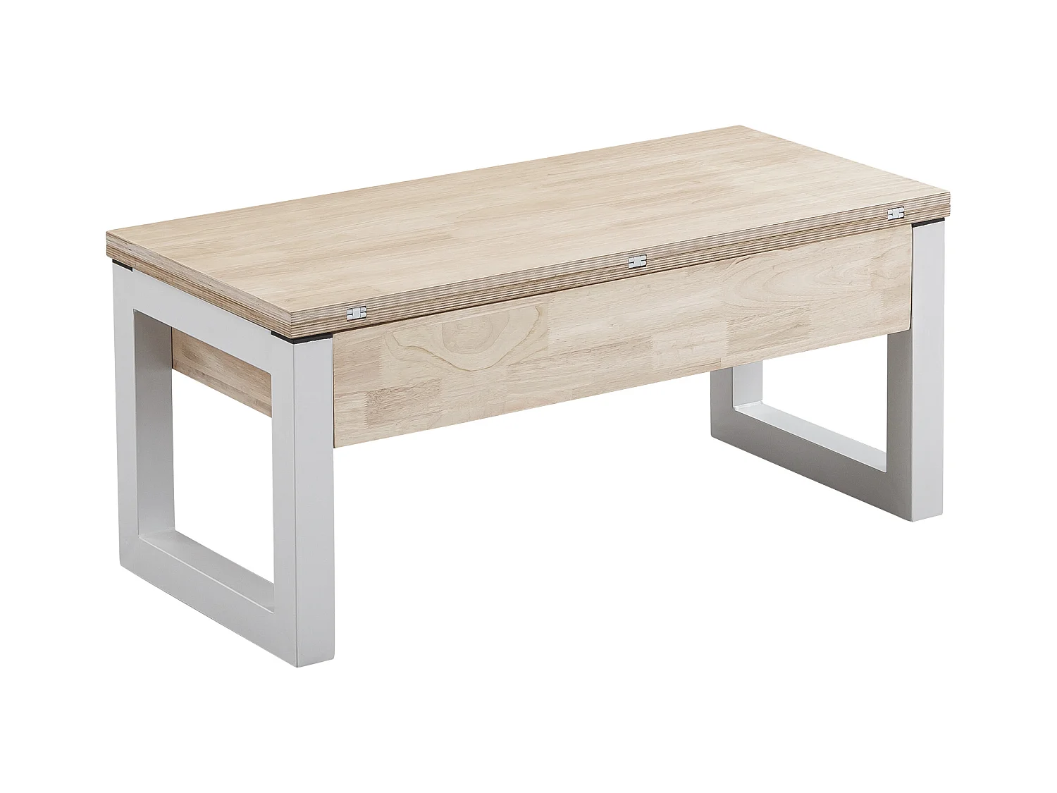Table basse relevable et extensible coloris chêne nordique/Blanc - Longueur  110 x Profondeur 102 - 110 x Hauteur 51 cm